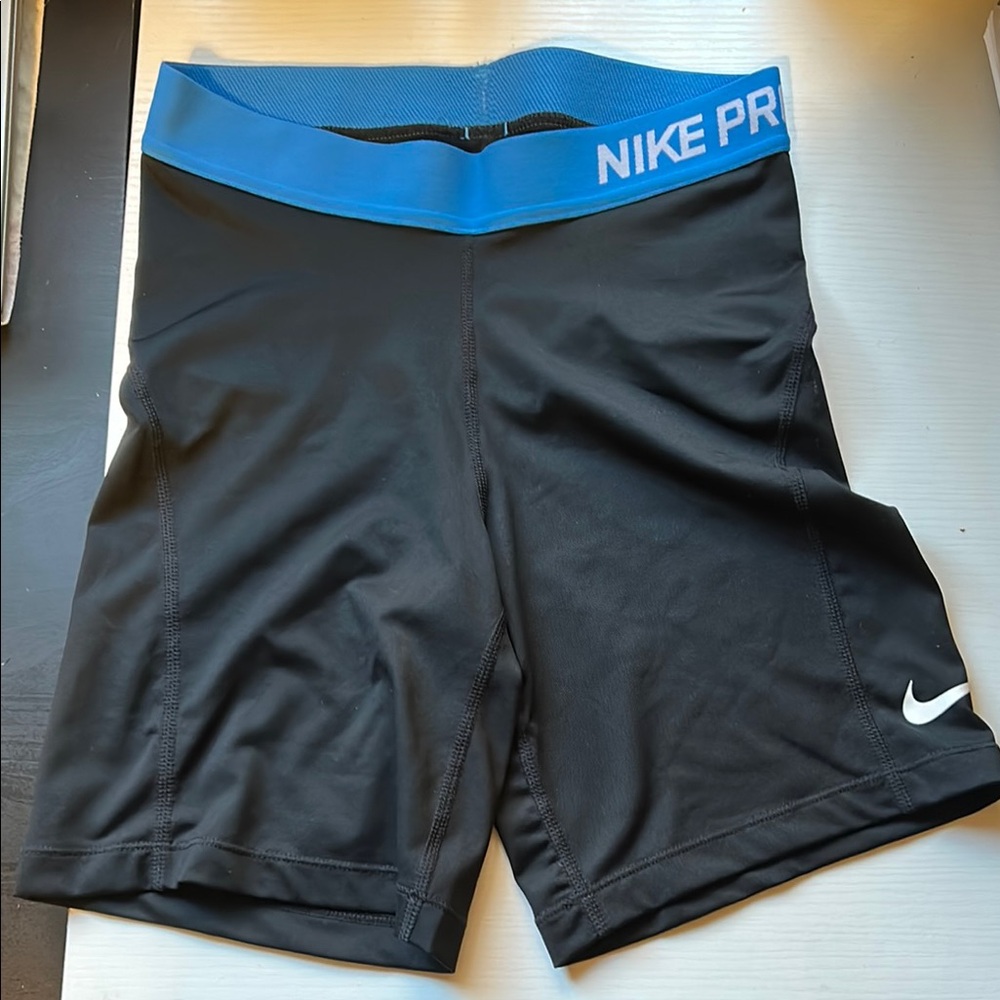 Like new! Nike Pro Black and Blue spandex Shorts size s